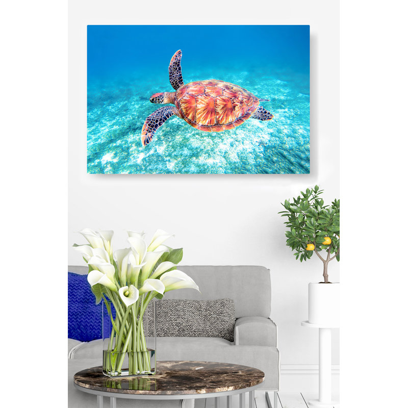 Mahesh Sea Turtle Fly - reproduction de photo sur toile tendue, H 16 po x l 24 po x 1,5 po