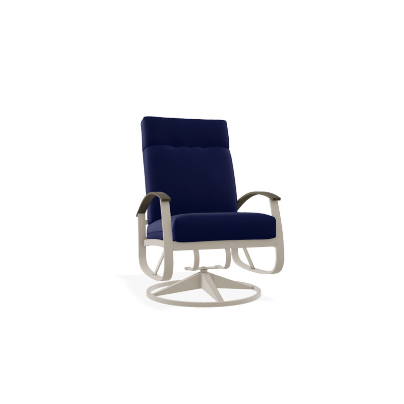 Belle Isle Outdoor Rocker Chair, Canvas Sapphire Blue Sunbrella, Beachwood P40, Textured Black