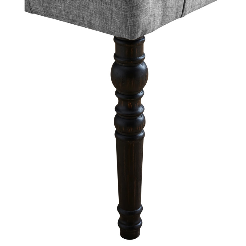 Dining Bench In Gray - Solid Wood Frame, Turned Legs, Assembly Required, 48"W X 16"D 19.5"H For Table Frame With 19.5"H, Required