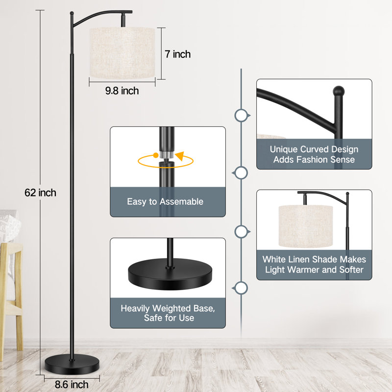 Lampes sur pied en métal avec ampoule DEL 9 W Arc