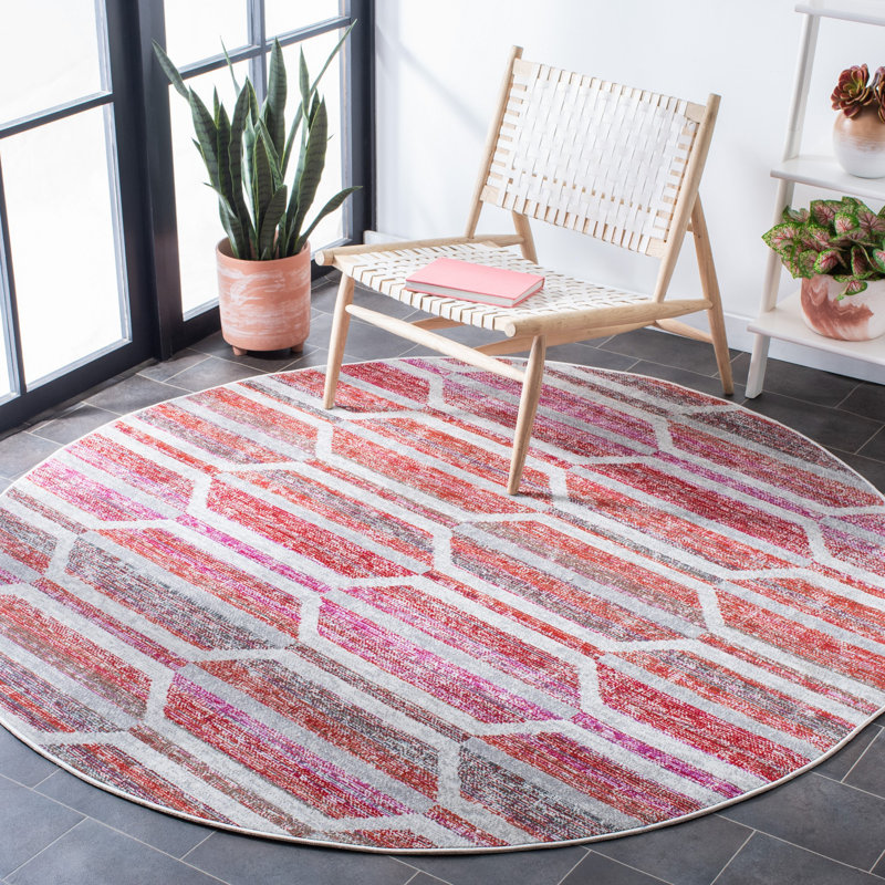 Tapis d'intérieur / extérieur à motif géométrique Neven 400 Performance, Rond 6 pi 7 po