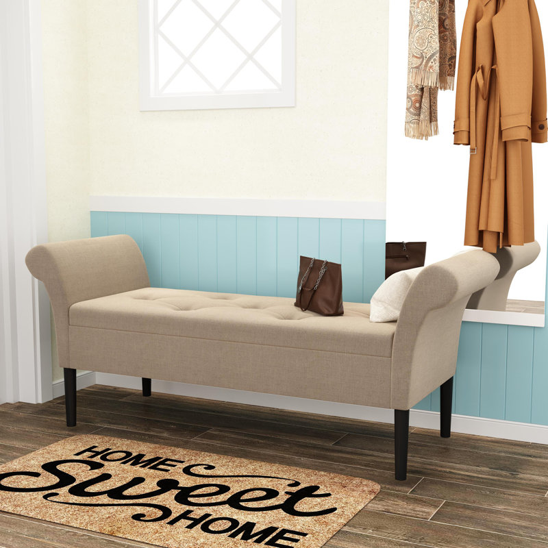 Ameeliah Linen Upholstered Storage Bench