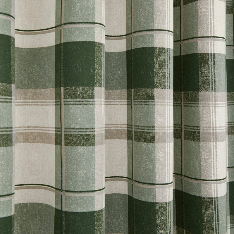 Cotton Semi Sheer Curtain Pair, Bottle Green, Width 229 x Drop 229 cm