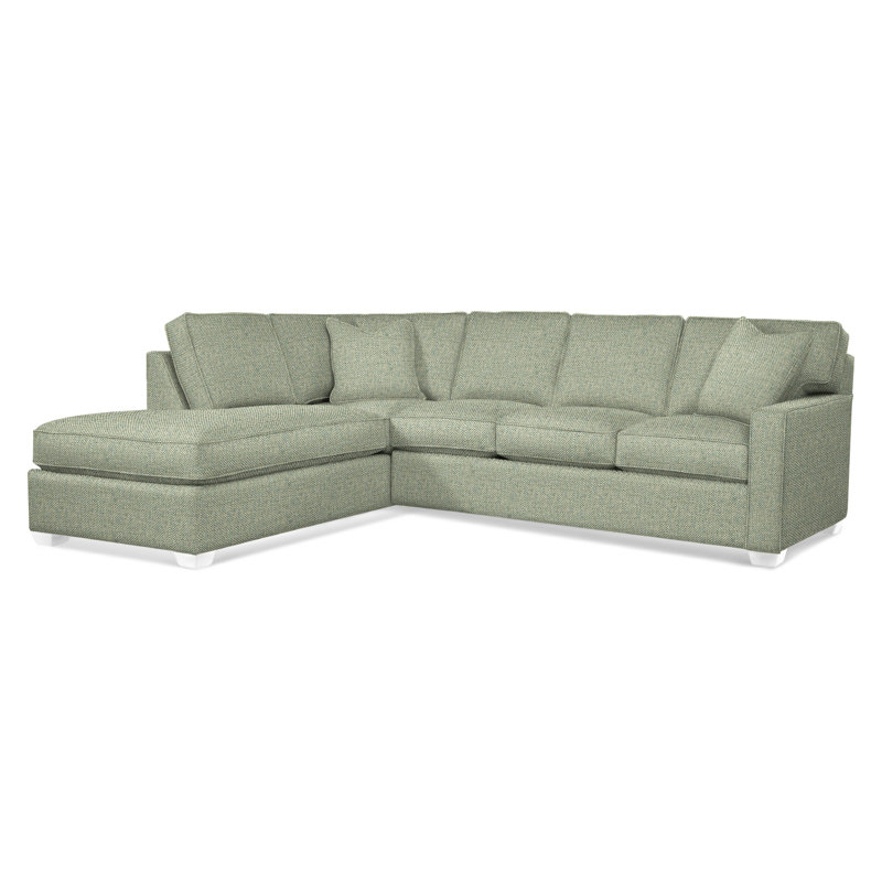 Ellora Upholstered L-Shaped Sectional, Frost White, Left Hand Facing, Green Performance Fabric; 0851-54