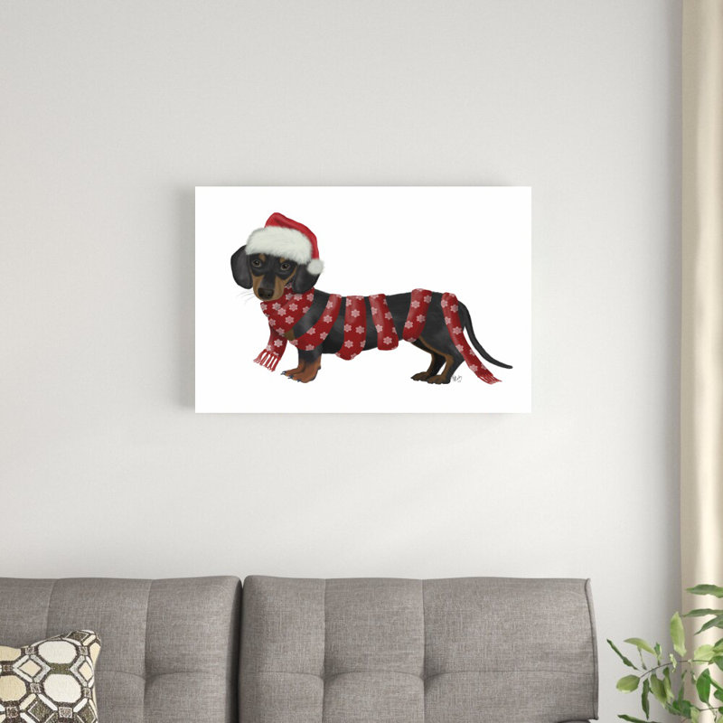 «Christmas Des - Dachshund Snowflake Scarf» par Fab Funky - impression sur toile tendue, H 20 po x l 30 po