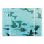 Ensemble de 3 panneaux - Shirley Novak «Gilded Flight Blue Green», art mural sur toile pour le salon, la chambre à coucher ou le bureau 