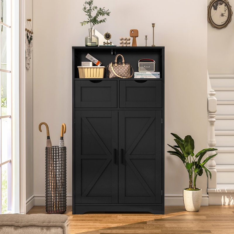 Armoire d'appoint avec 2 tiroirs et portes Ayvri, Noir