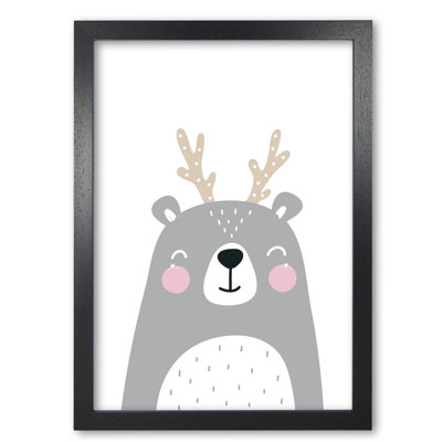 Grey Bear With Antlers - Painting