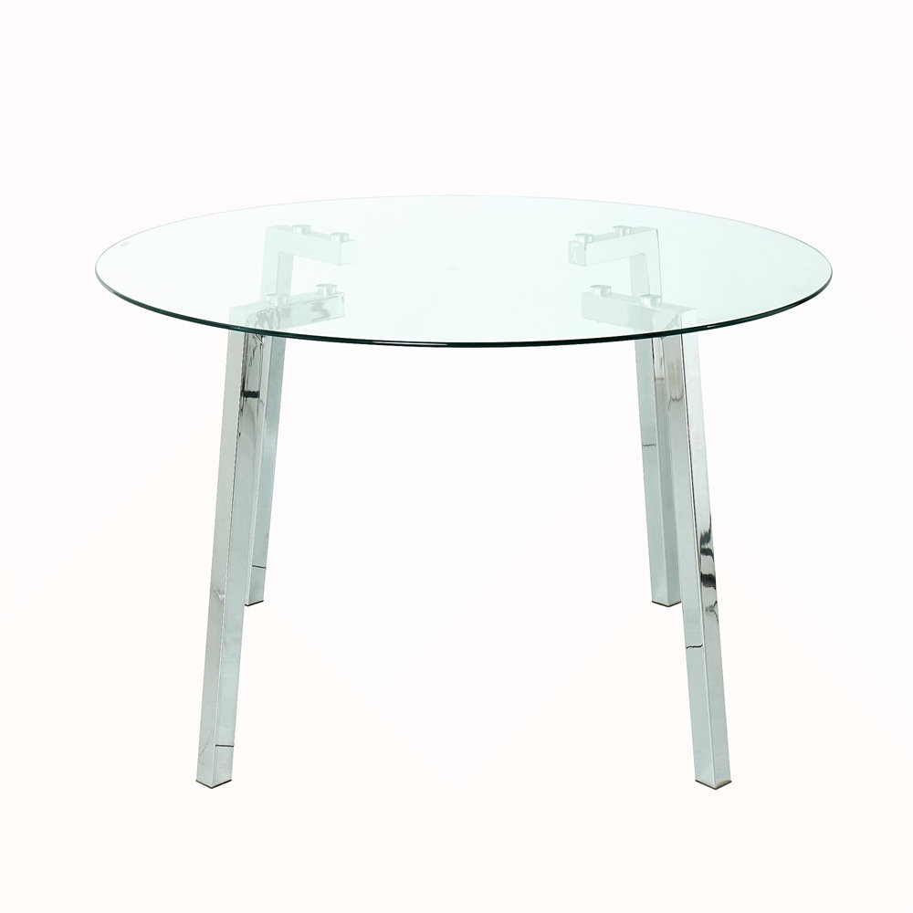 junzc Modern Minimalist ROUND Glass Dining Table, Transparent Glass ...