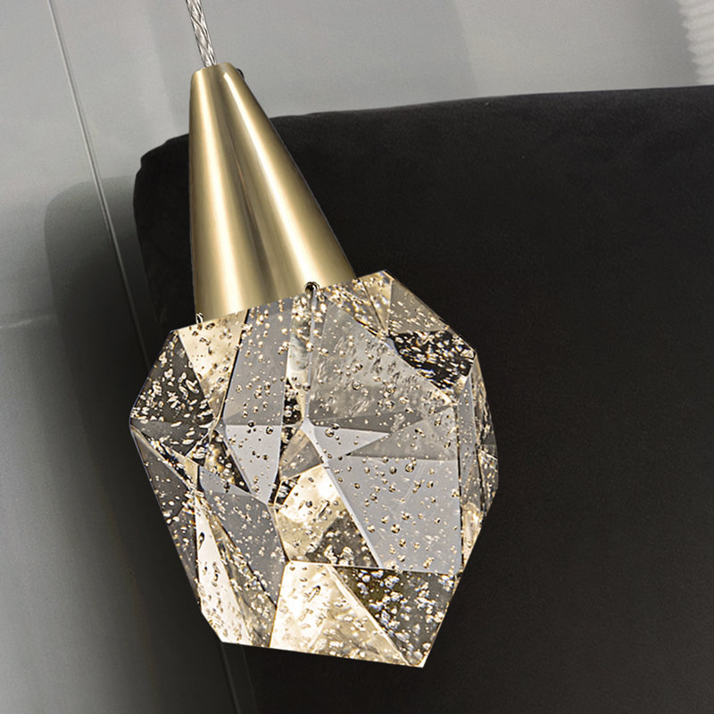 Abbotsen 1 - Light LED Crystal;Single Pendant, Gold