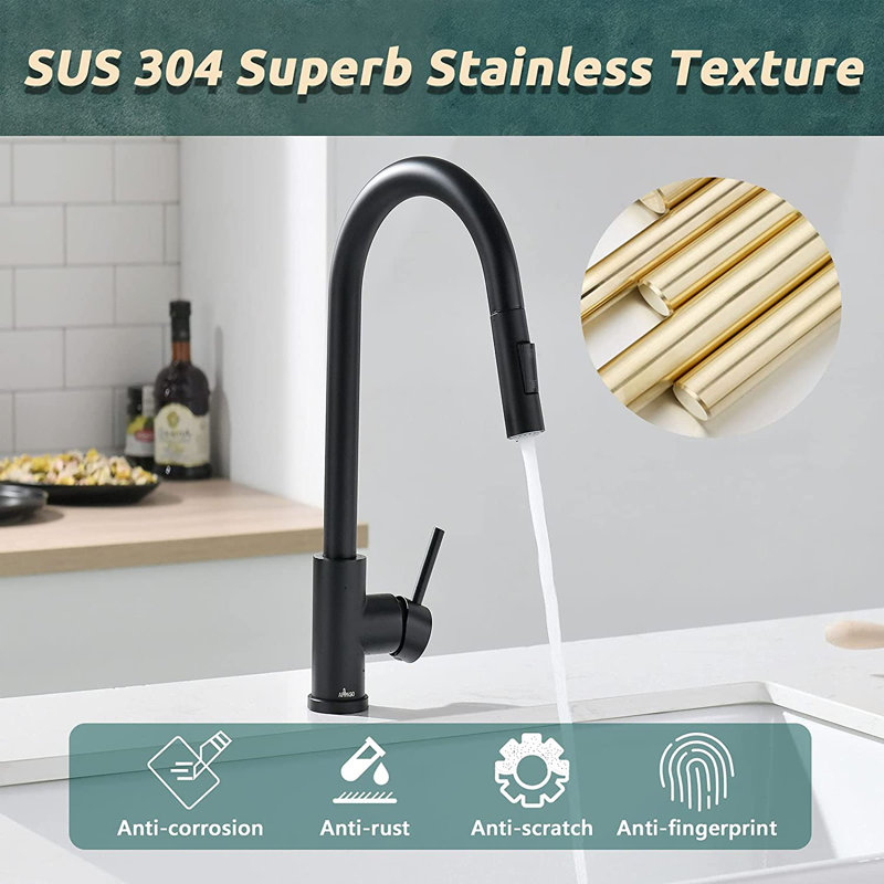 APPASO Pull Down Kitchen Faucet, Matte Black