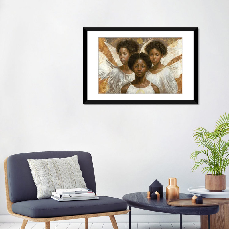 «Little Angels», reproduction d'art mural, papier d'art encadré, H 24 po x l 32 po, Noir