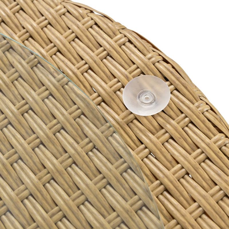 Wicker 2 - Person Patio Conversation Sets with Cushions, Beige Cushion/Ligth Brown Frame