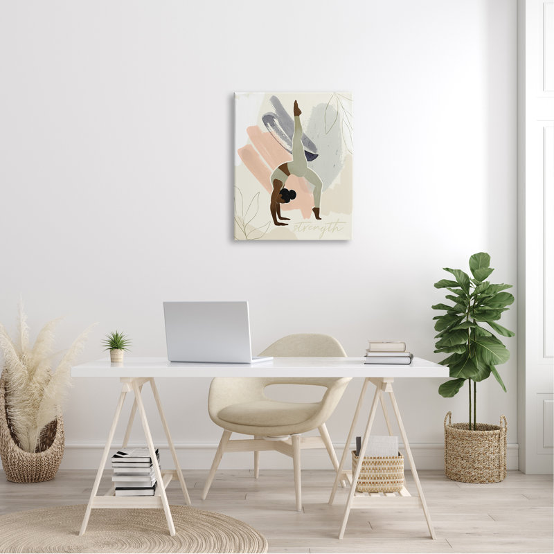 «Force Leaf Simple Yoga Fitness Personne» par Victoria Barnes - impression, H 30 po x l 24 po, Toile tendue
