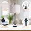 Grande lampe de table en marbre et en métal de 28,3 po de haut avec port USB intégré et port de type C - Lampes de table d'appoint modernes et amusantes pour chambre à coucher, table de chevet, salon et bureau-567346997