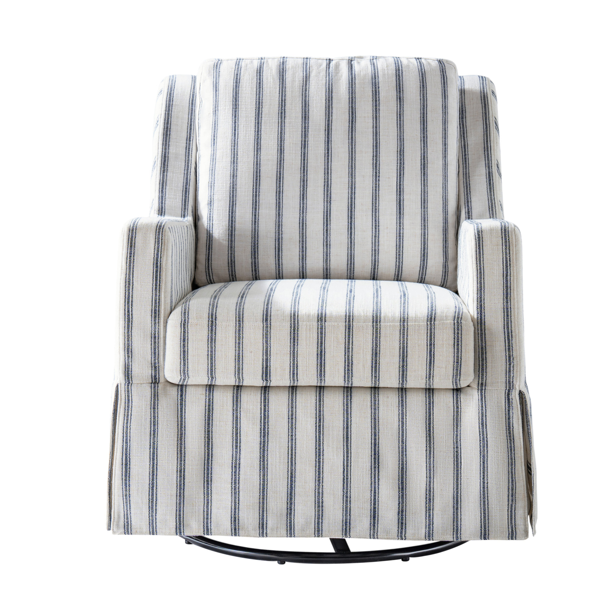 Minni Farmhouse Swivel Rocking Chair, Navy