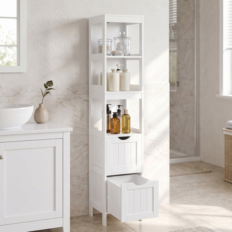 Oxfordshire Free-Standing Linen Cabinet, White, 55.9" Н x 12" W x 12" D