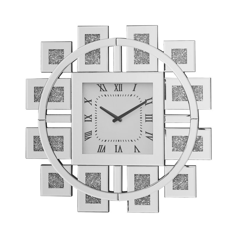 Horloge murale en miroir et fausses pierres précieuses