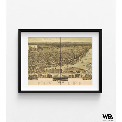Tacoma-Washington 1890, Tacoma Wa Poster, WA State Poster Print, USA Washington Office Wall Decor, Rustic Historic US Poster Print