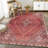Washable Non-Slip 2' x 3' Rug - Red / Multicolor Traditional Bordered Area Rug-1505804020