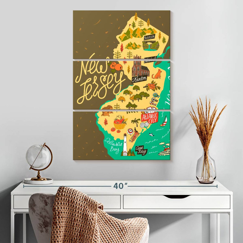 Carte de Aliaz, New Jersey, H 32 po x l 20 po