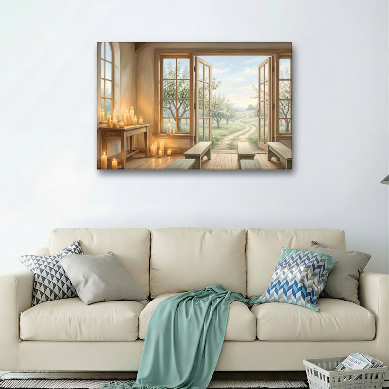Ensemble de 1 tableau sur toile à la lueur des chandelles, H 28 po x l 40 po, Toile tendue