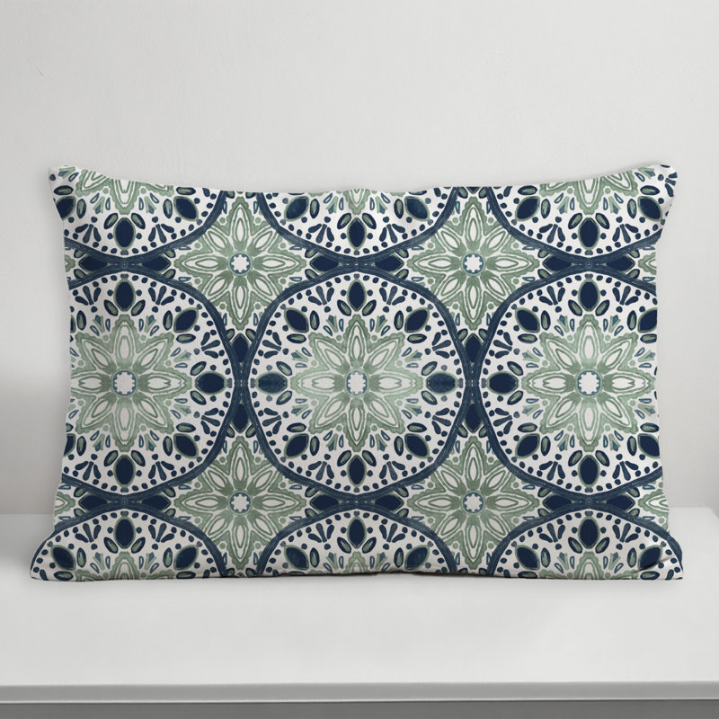 Amsden Outdoor Reversible Throw Pillow, Geometric, Sage