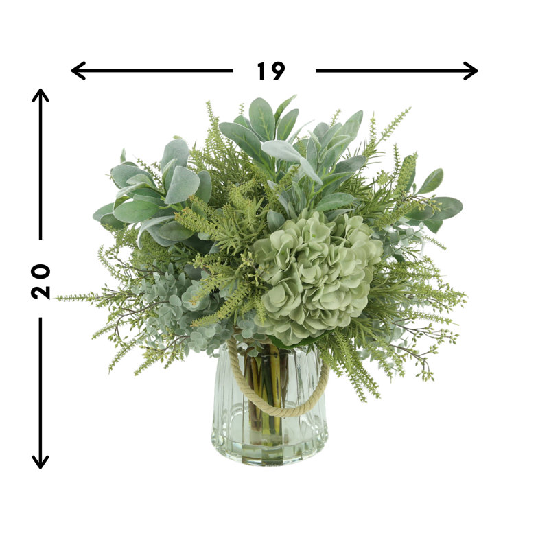 Hydrangea And Eucalyptus Arrangement in Vase
