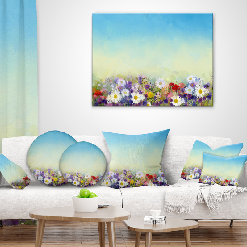 Coussin décoratif fleurs douces en fond de printemps, 16 po x 1 po, Coussin décoratif
