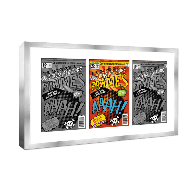 Wood Picture Frame with Mat, 7.25" x 10.5", Silver/White