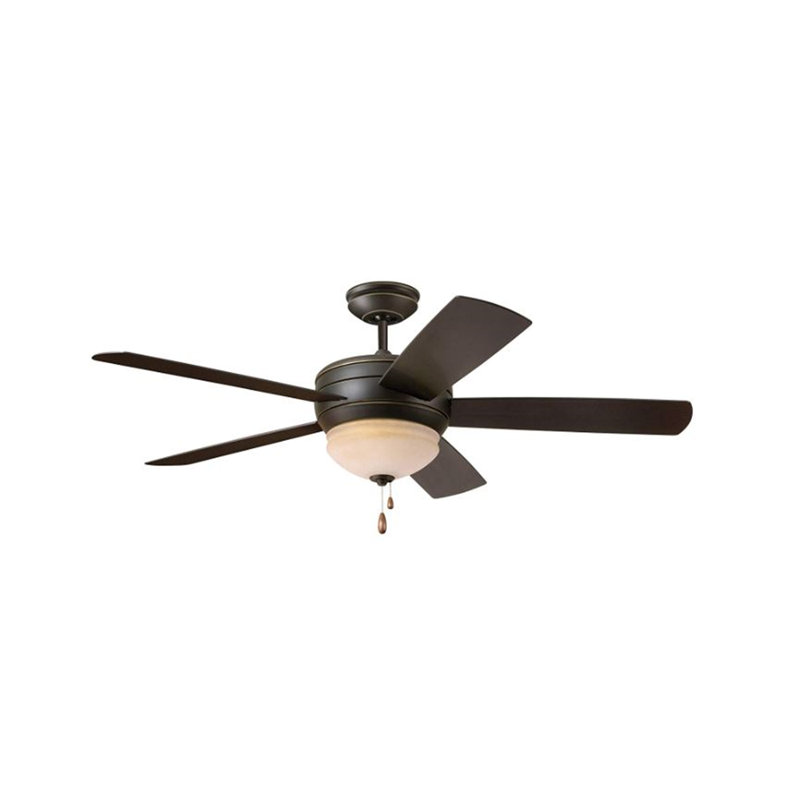 Ventilateur de plafond standard à 5 pales de 52 po à DEL avec chaîne de traction et ensemble d'éclairage inclus