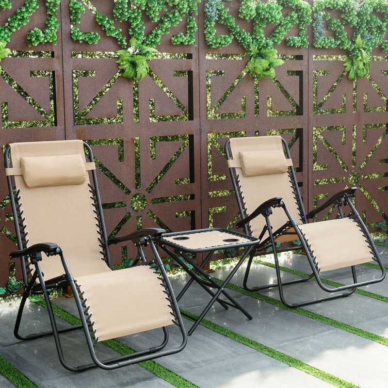 Fauteuil inclinable avec coussins et table Varian, Beige