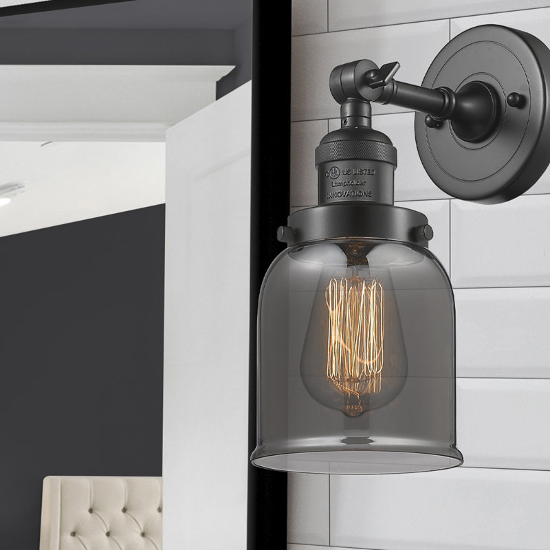 Applique murale 1 lumière 8 po Bell, Ampoule à DEL rétro de 6 watts, Plaqué couleur fumée, Bronze frotté à l'huile