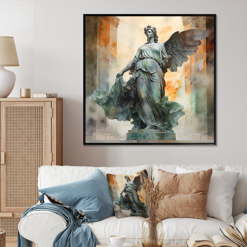Sculpture Serenity Angel Christianity I, H 16 po x l 16 po x P 1 po, Cadre flottant noir