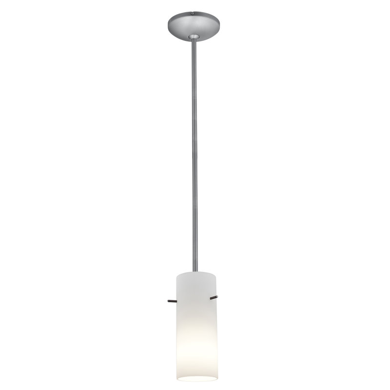 Nyquist 1 - Light Single Pendant, Brushed Steel, Rod, Opal