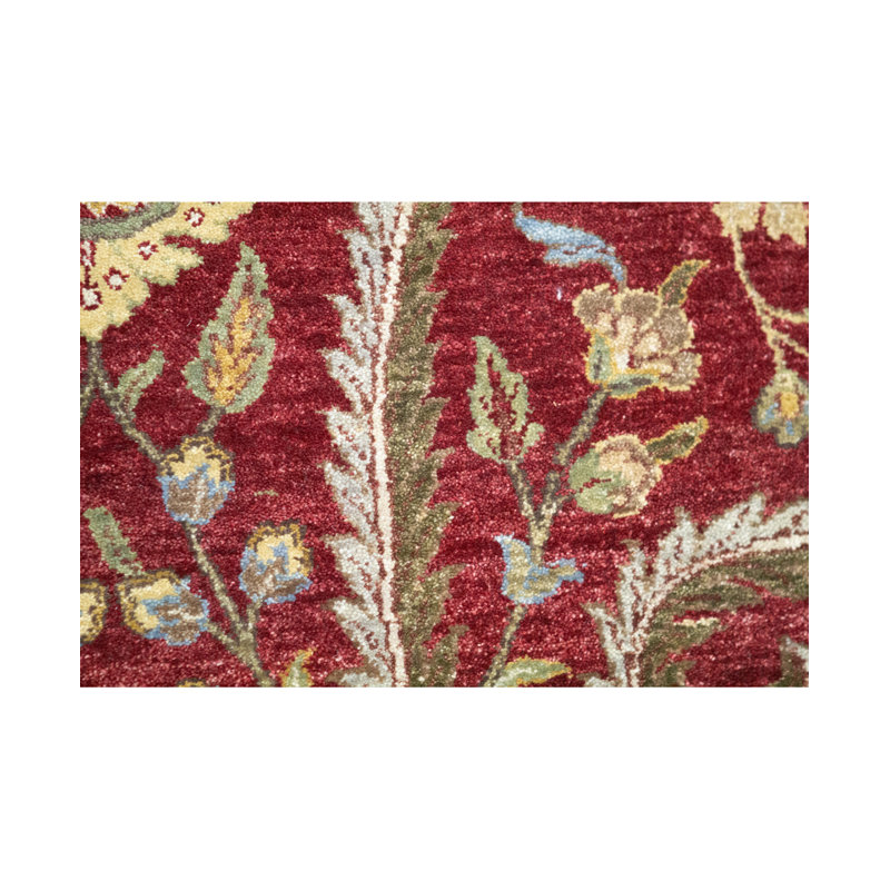 Tapis rouge et noir noué à la main de haute qualité