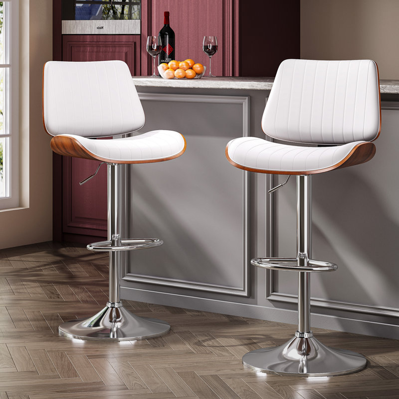 Xzayden Swivel Upholstered Adjustable Height Counter Stool,Bar Stool with Metal Frame, White/Black, 1