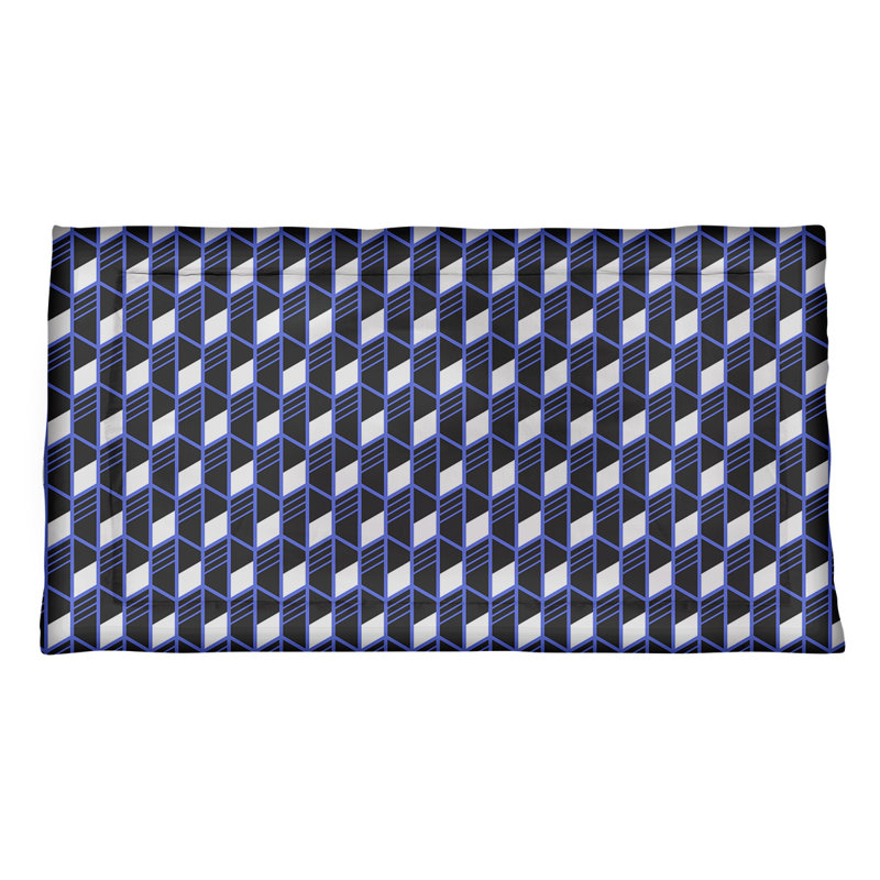 Taie décorative à rayures géométriques Katelyn Elizabeth, Polyester, Très grand, Bleu