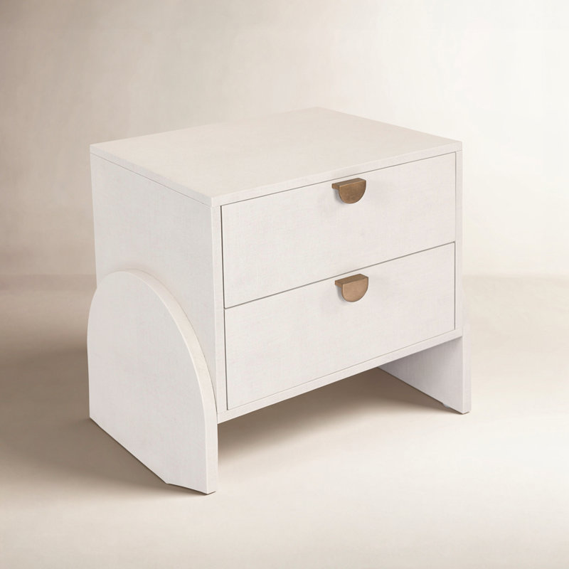 Cressida Nightstand-Ivory Painted Linen, Ivory Painted Linen