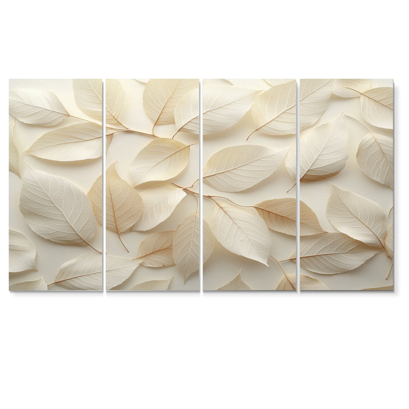 Feuilles ivoire feuillage Collae III - feuilles, décoration murale - art mural traditionnel, H 28 po x l 48 po, 4