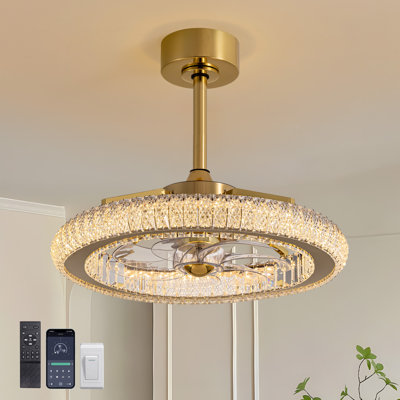  Ventilateur de plafond en cristal à intensité variable 22 "avec lumières DEL Waynetta