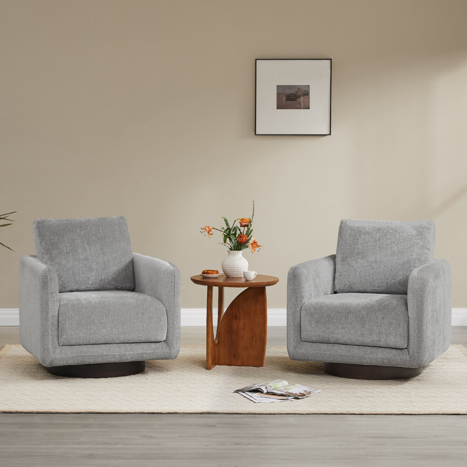 Swivel Armchair, Storm Performance Chenille