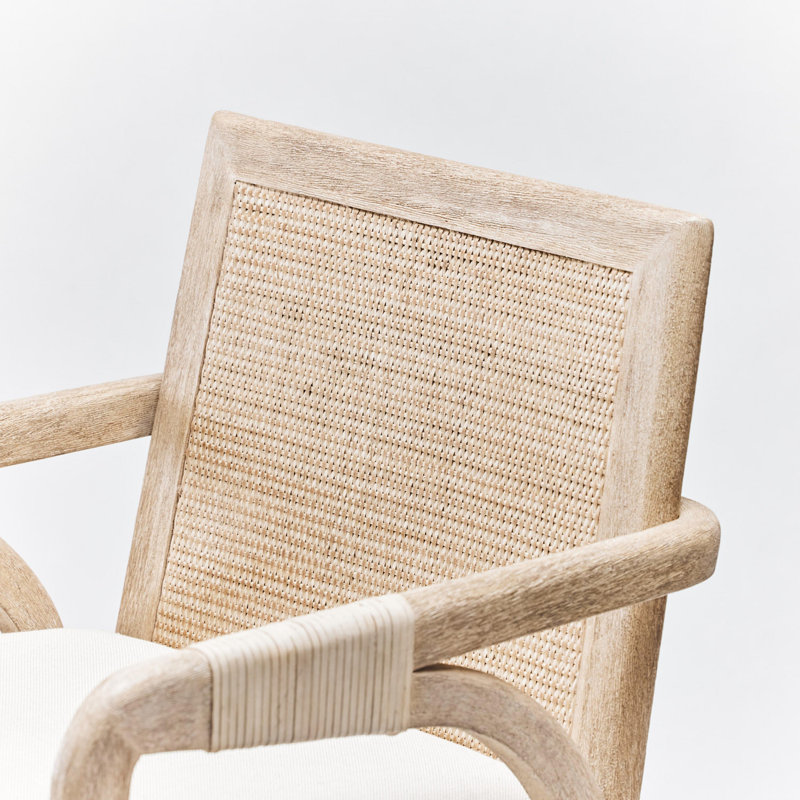 Delray Leather Arm Chair, White Ceruse