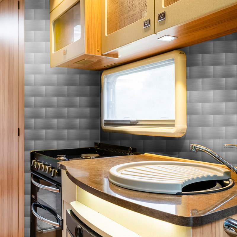 3'' W x 6'' L 3D PVC Composite Peel and Stick Backsplash Tile, Metal Composite