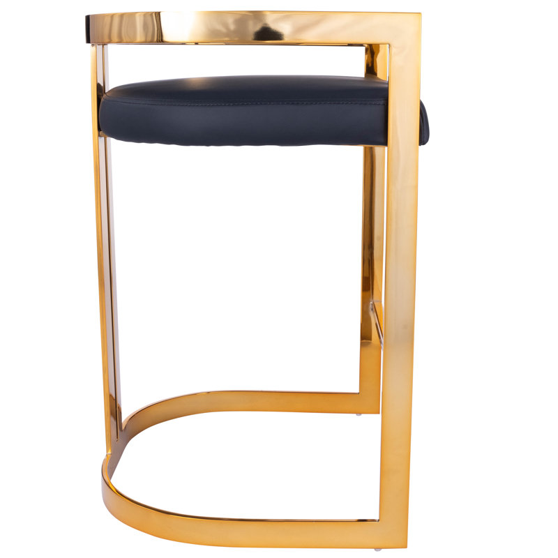 Butler Bravo Faux Leather Counter Stool, Counter Stool (24.5” Seat Height), Gold, Black