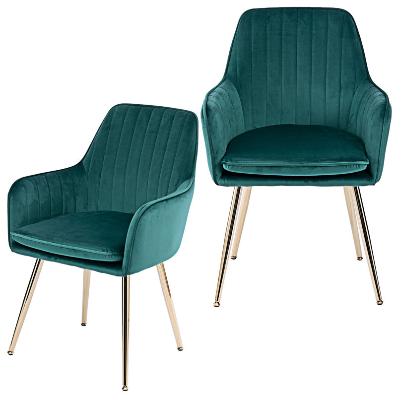 Ensemble de 2 chaises d'appoint rembourrées, Vert