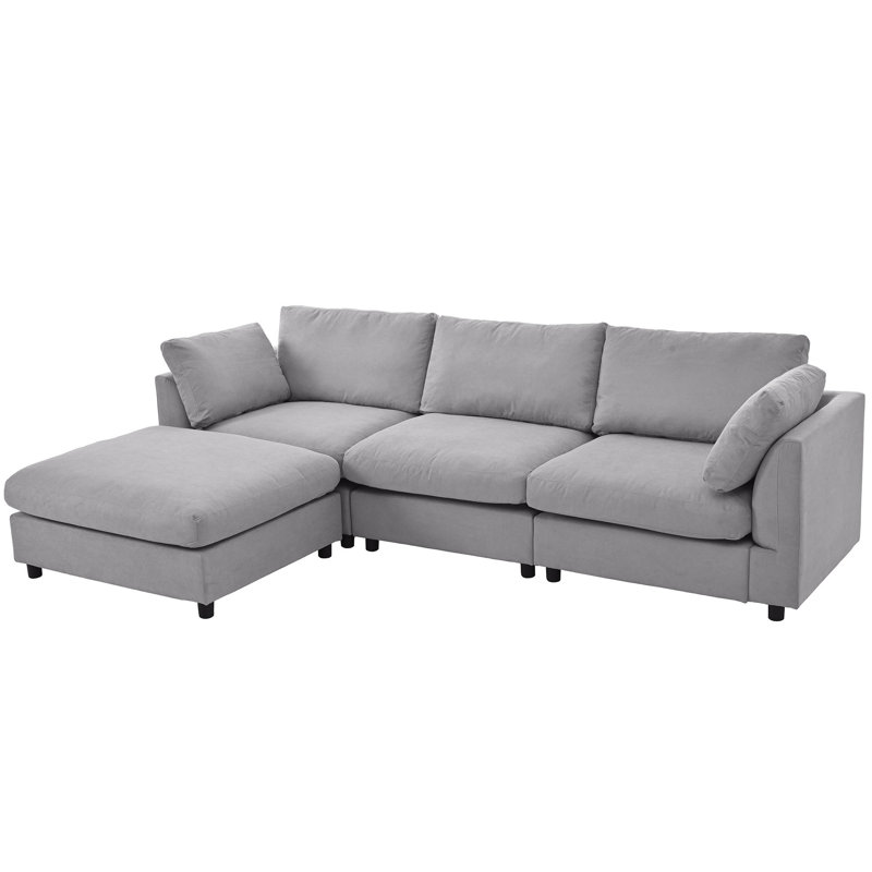 Upholstered Convertible Sectional Sofa - L-shaped Couch With Reversible Chaise - U-style Design