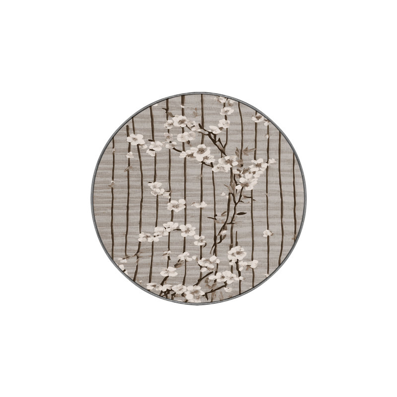 Machine Washable Gray Area Rug, Round 4'