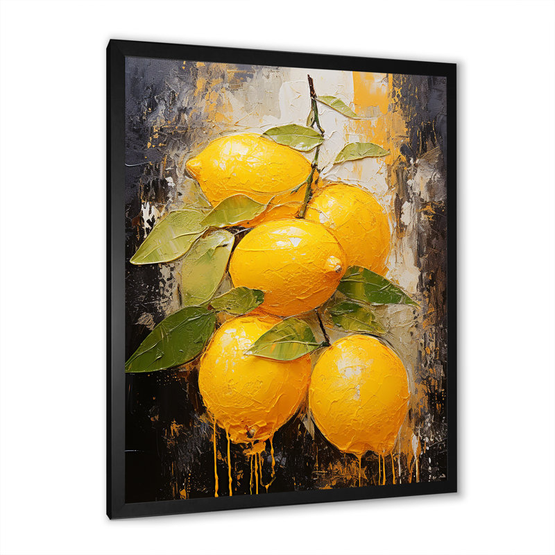 Lemon Loops Abstract Shapes I - formes abstraites, art mural, H 44 po x l 34 po x P 1,5 po, Cadre photo noir simple