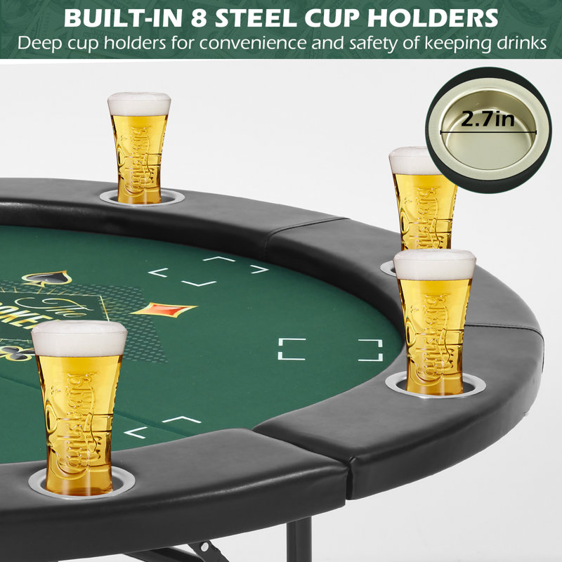 Table de jeu 48 po pliable et portable, 8 joueurs, noir, Noir